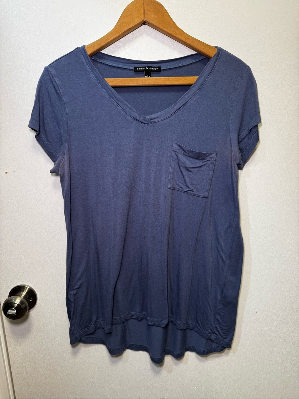 Cable & Gauge Slate Blue V-Neck Pocket Tee